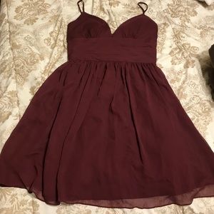 David’s Bridal Wine Spaghetti Strap Chiffon Dress